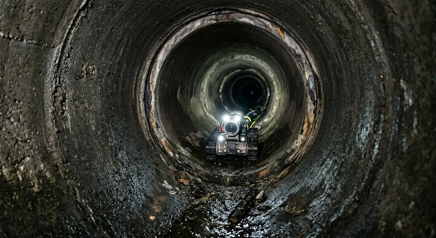 Robotic sewer camera inspecting pipe interior for Drain Snake Service in Buford